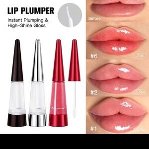 Lip Plumper Gloss Set - Red, Silver, Black